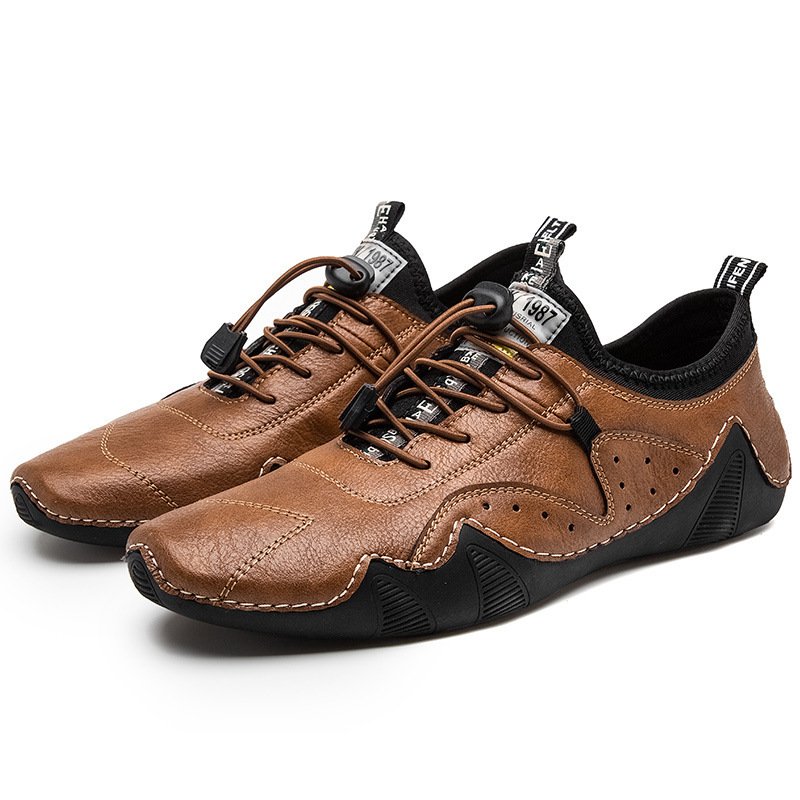 GARB Men's Handmade Orthopedic Breathable Lace-up Leather Shoes
