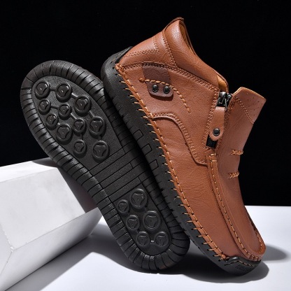 mens handmade genuine leather No-glue orthopedic boots
