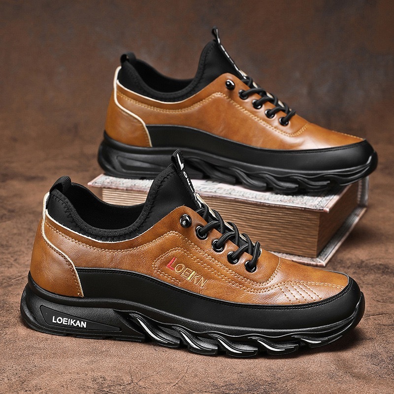 Mens Genuine Leather Orthopedic Sneakers 