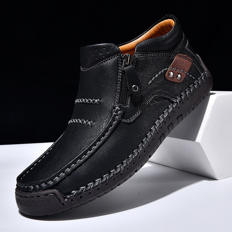 mens handmade genuine leather No-glue orthopedic boots
