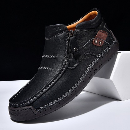 mens handmade genuine leather No-glue orthopedic boots