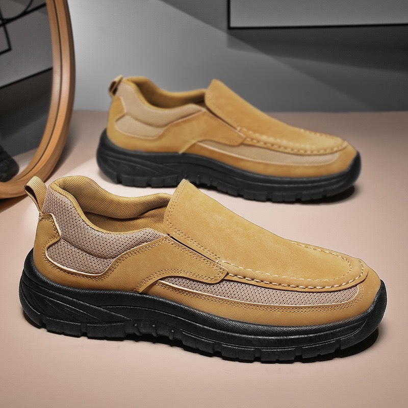 Men Leather Slip-On Shoes - Orthopedic Arch Support, Wide Toe Box, Comfortable Design