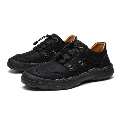Mens Handmade Genuine Leather Orthopedic Outdoor Sneakers
