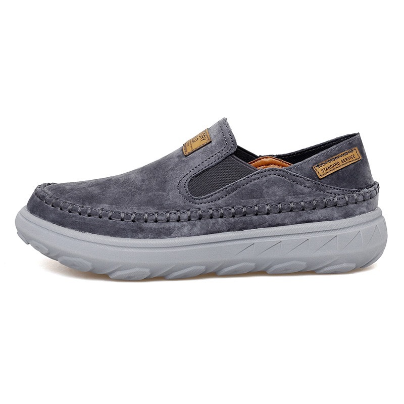 StrideCrafts Men's Soft Leather Sliders - Wide Toe & Two-Way Slip-On Moccasins