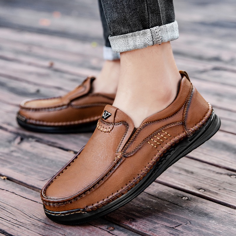 mens handmade genuine leather orthopedic loafers 