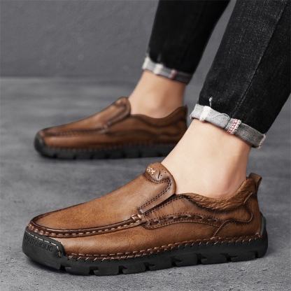 GARB Men's Handcrafted Cowhide Orthopedic Loafers-Wide Toe Box