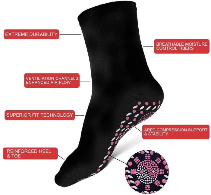 GARB® Unisex Heated Socks Anti-slip Warm Massaging Stockings