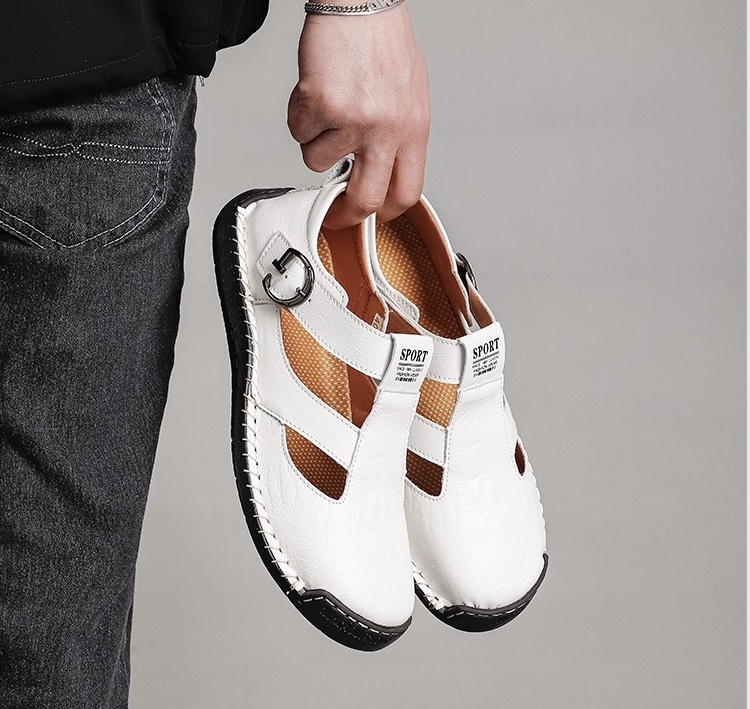 ⏰Last Day! 45% OFF  🔥MANTRAFF®Men's Handmade Genuine Leather Breathable Orthopedic Slip-on Sandals