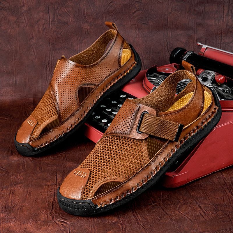 ⏰Last Day! 45% OFF  🔥TREKER®Men's Handmade Genuine Leather Breathable Orthopedic Slip-on Sandals
