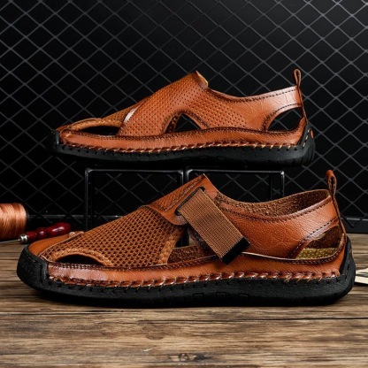 ⏰Last Day! 45% OFF  🔥TREKER®Men's Handmade Genuine Leather Breathable Orthopedic Slip-on Sandals
