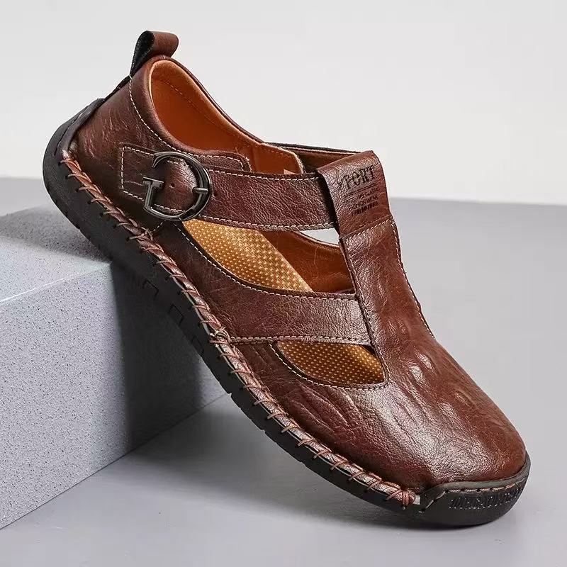 ⏰Last Day! 45% OFF  🔥MANTRAFF®Men's Handmade Genuine Leather Breathable Orthopedic Slip-on Sandals