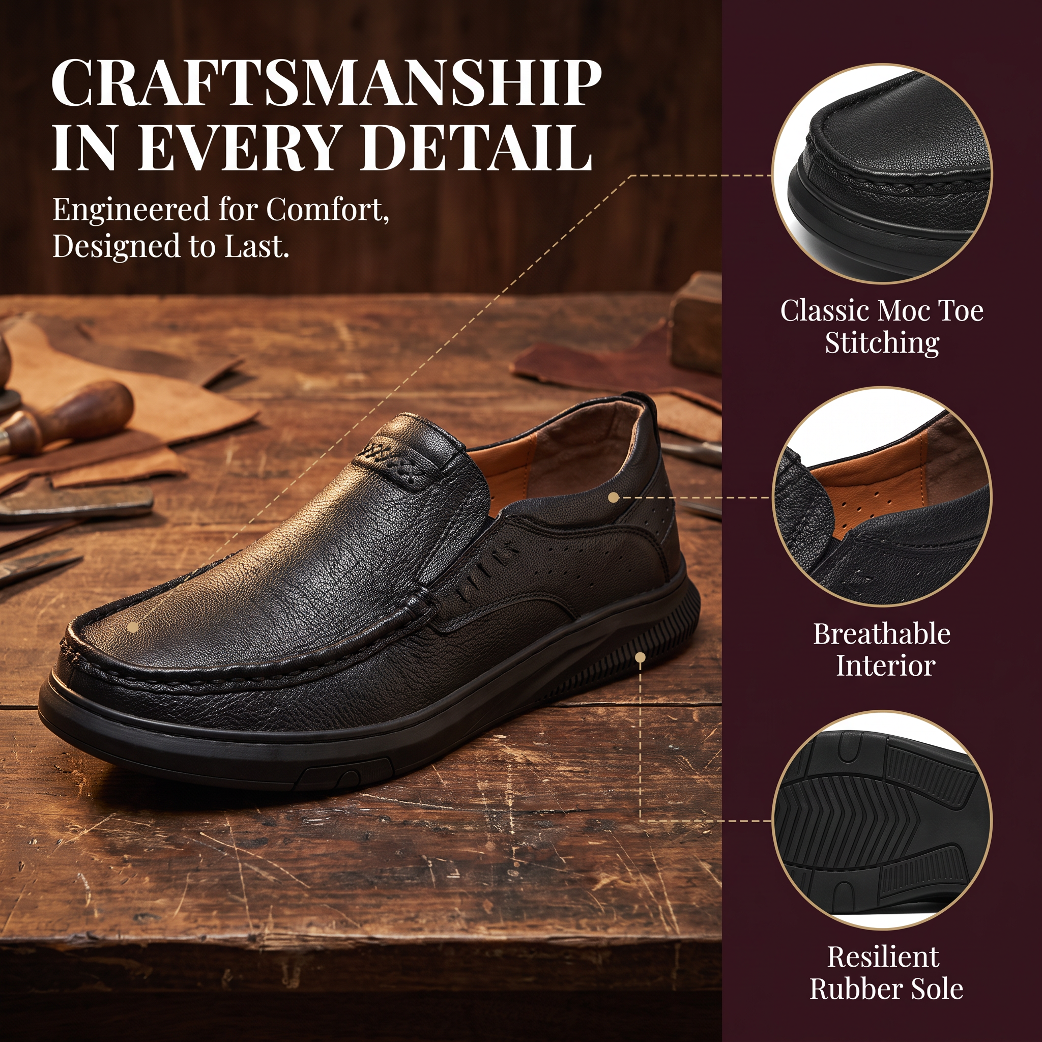 [Copy]⏰Last Day! 45% OFF 🔥TREKER® Hand Stitched Cowhide Slip-on