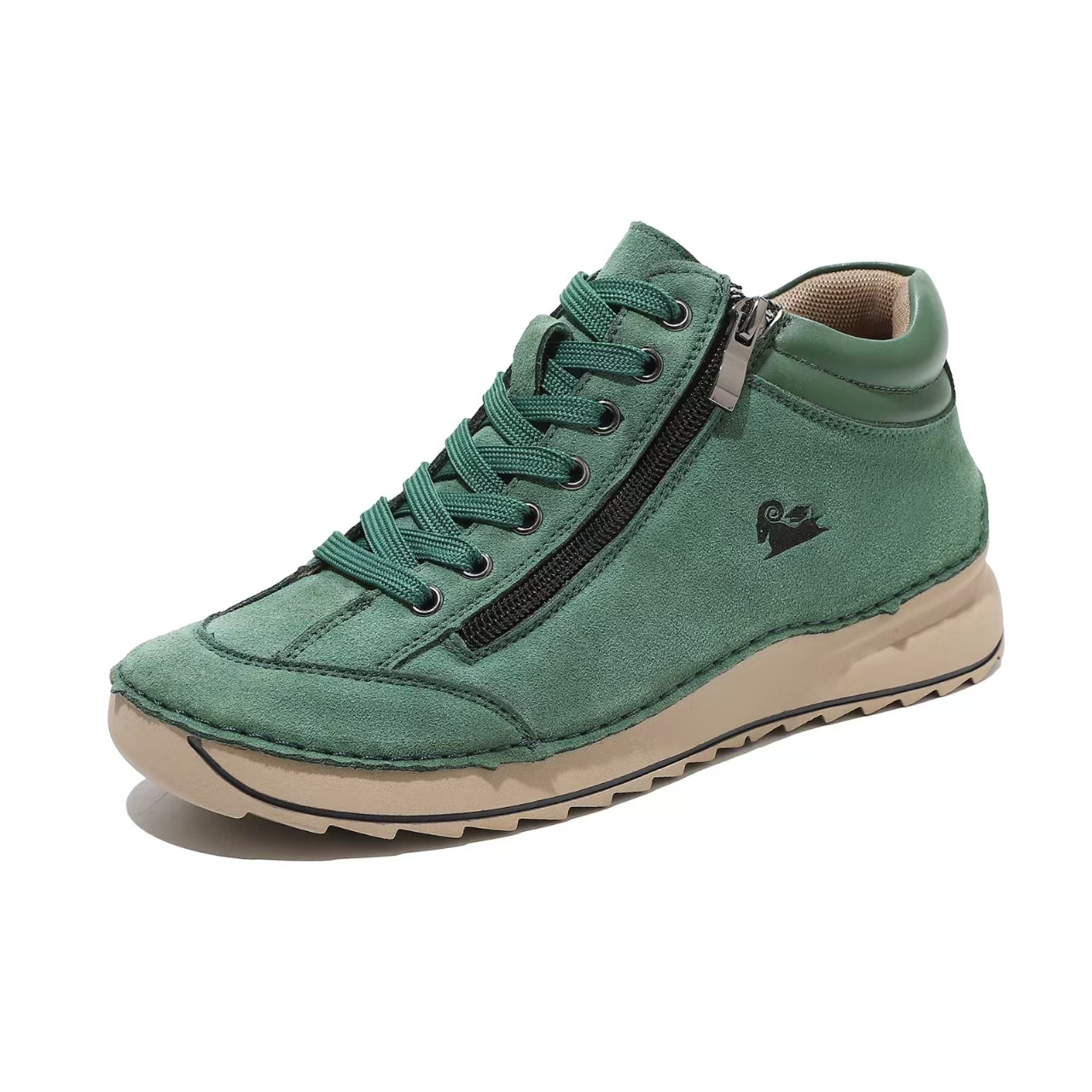 ⏰Promotion -45% OFF🔥TREKER®Women's Matte Leather Double Zip Mid Top Walking Shoes