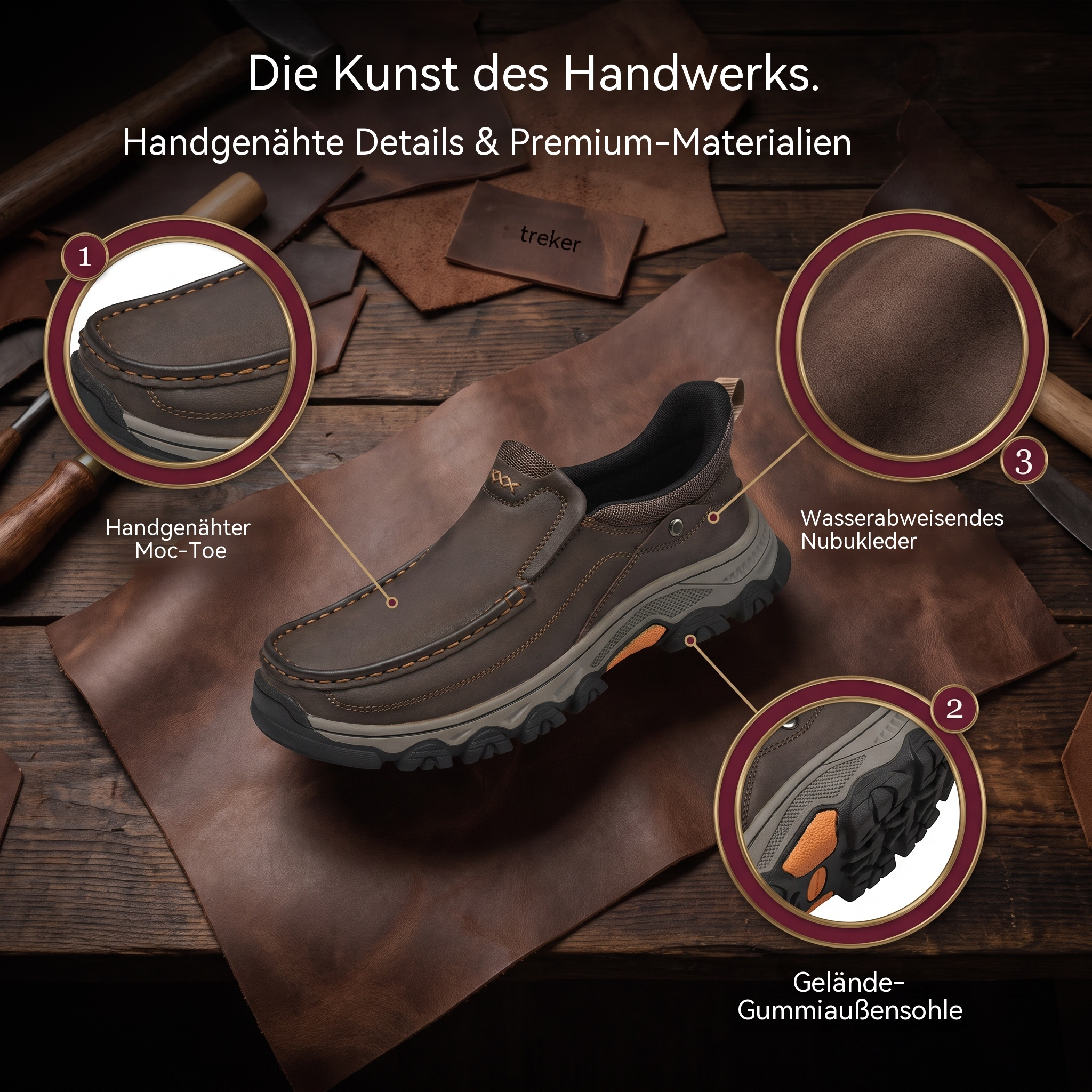 ⏰Last Day!45% OFF  TREKER® Men's Handmade Genuine Leather Orthopedic Walking Shoes