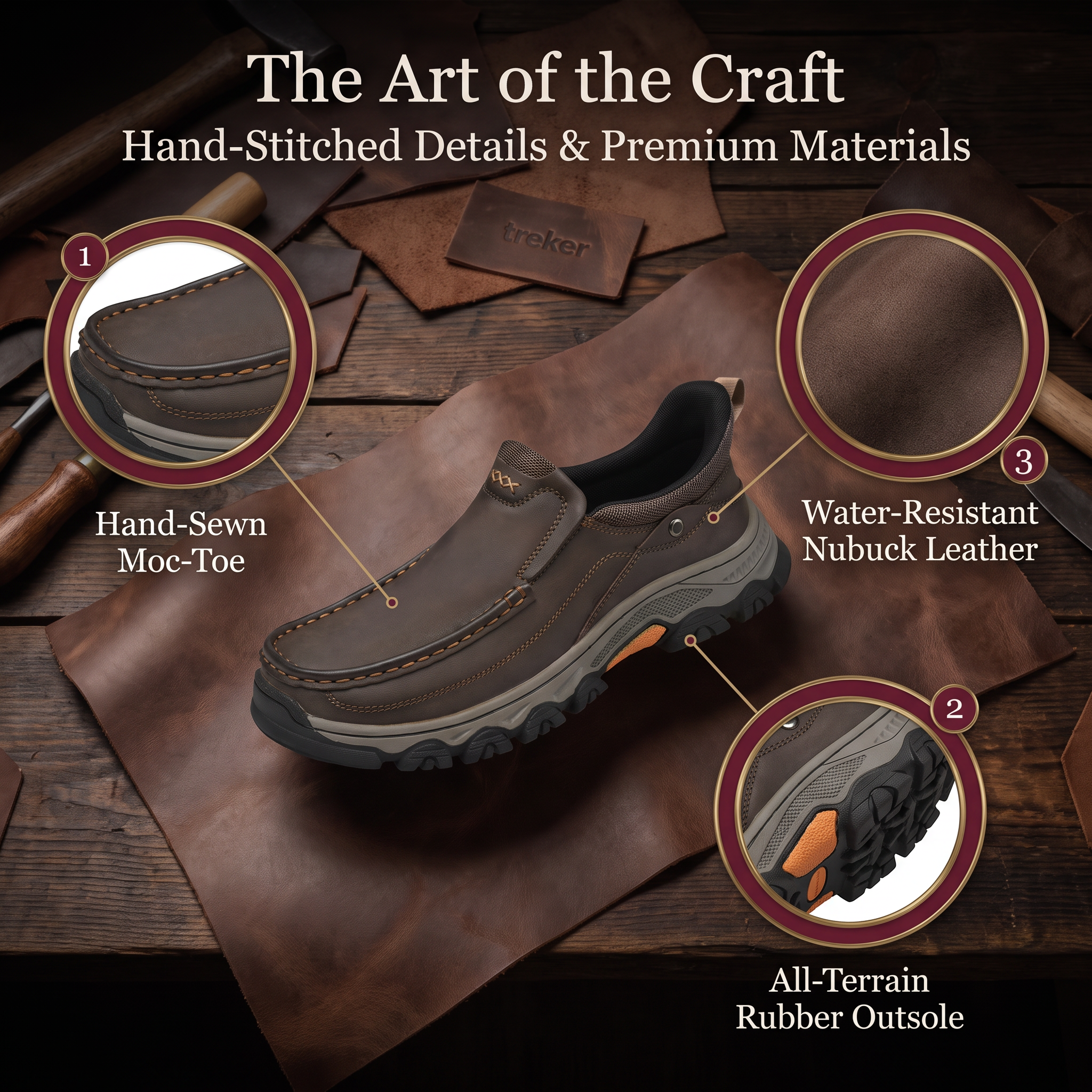 ⏰Last Day!45% OFF 🔥TREKER® Men's Handmade Genuine Leather Orthopedic Walking Shoes
