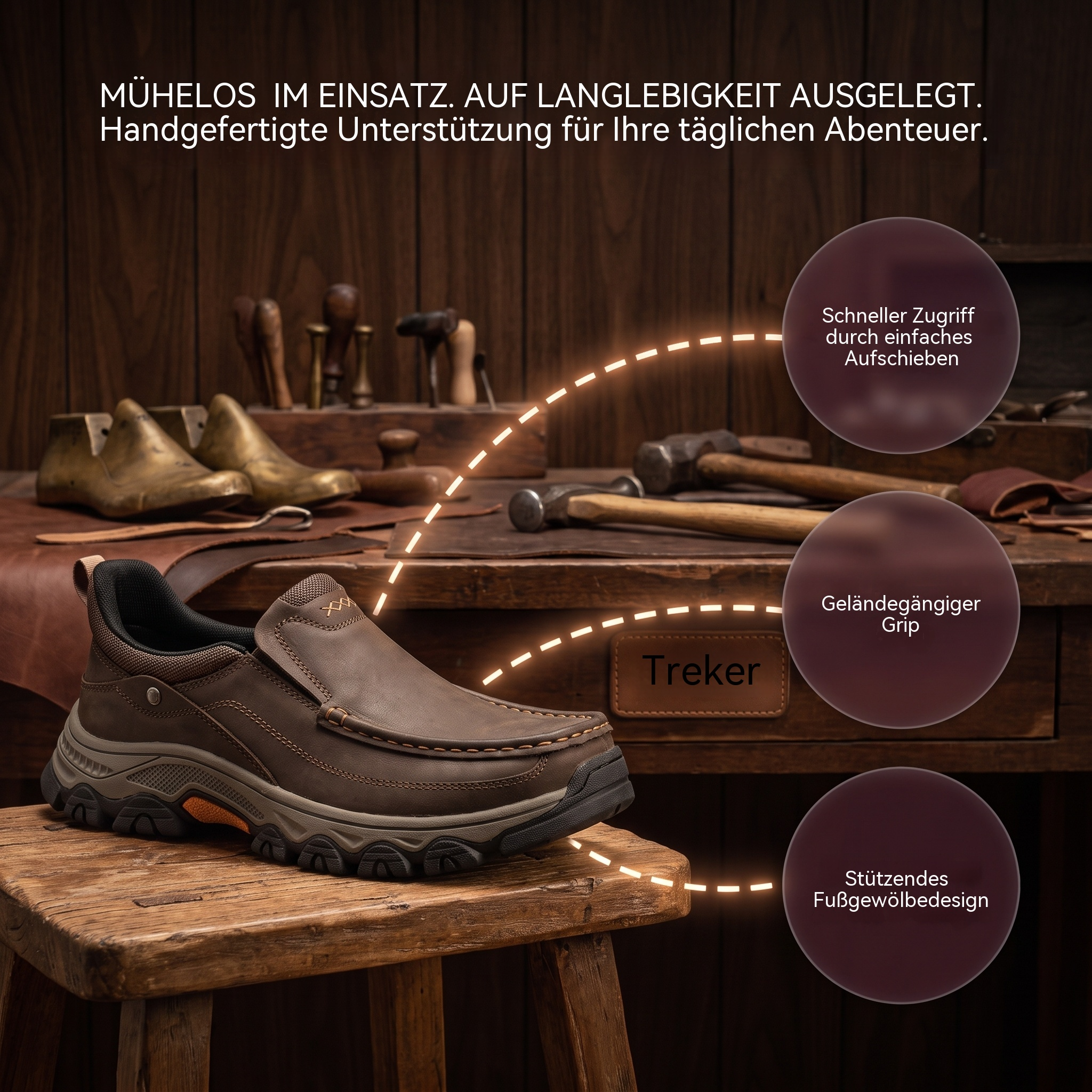 ⏰Last Day!45% OFF  TREKER® Men's Handmade Genuine Leather Orthopedic Walking Shoes