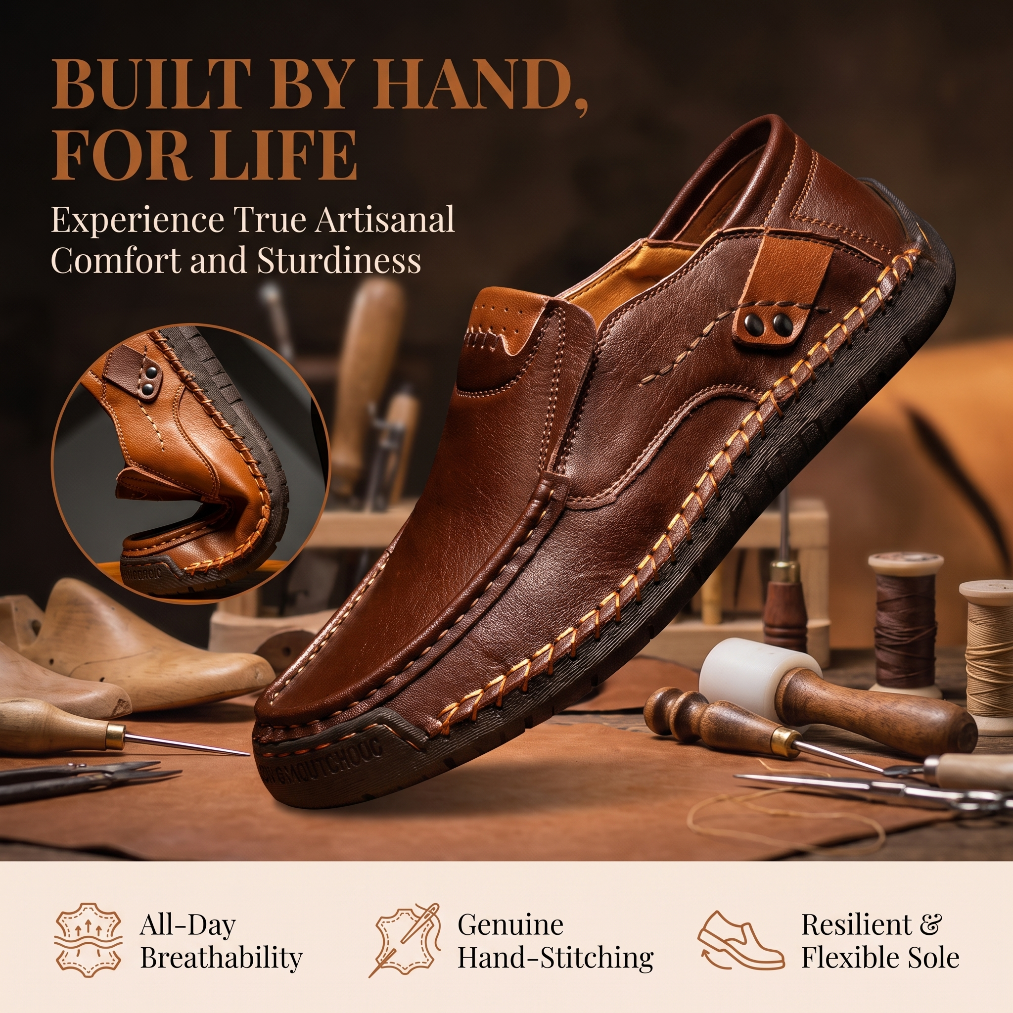   TREKER® Hand-Stitched Slip-on Men's Leather Shoes