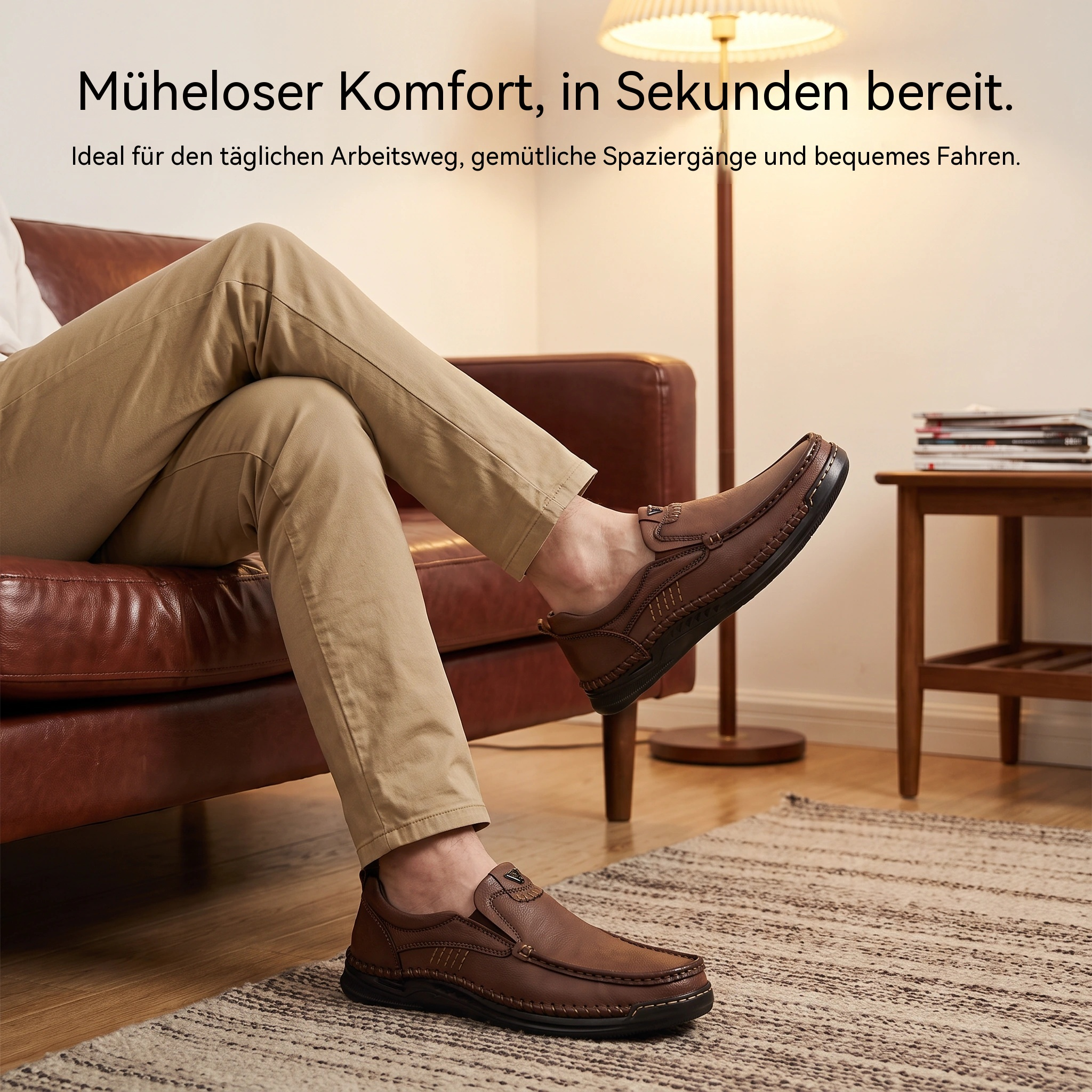   MANTRAFF® Hand-Stitched Cowhide Casual Loafer