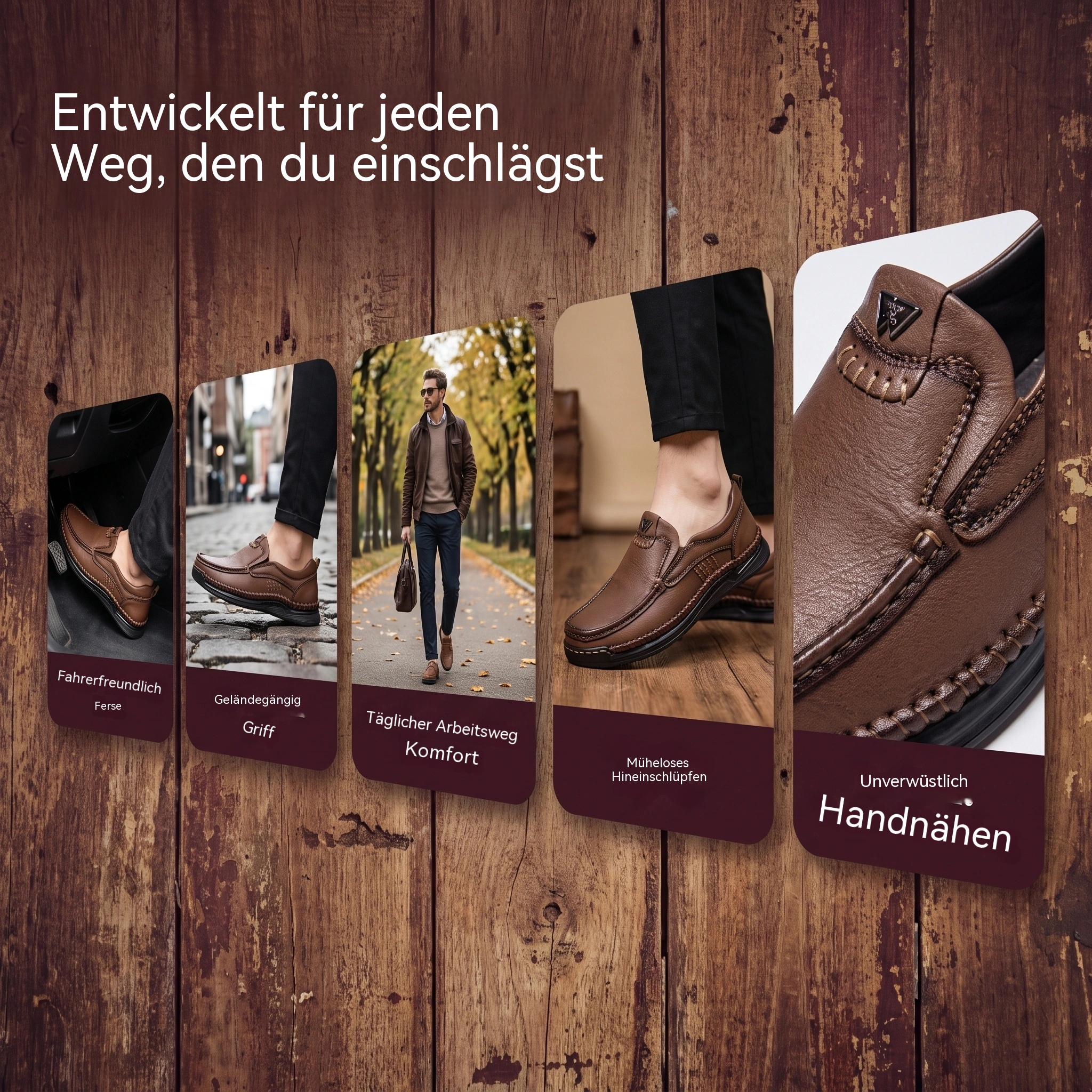   MANTRAFF® Hand-Stitched Cowhide Casual Loafer