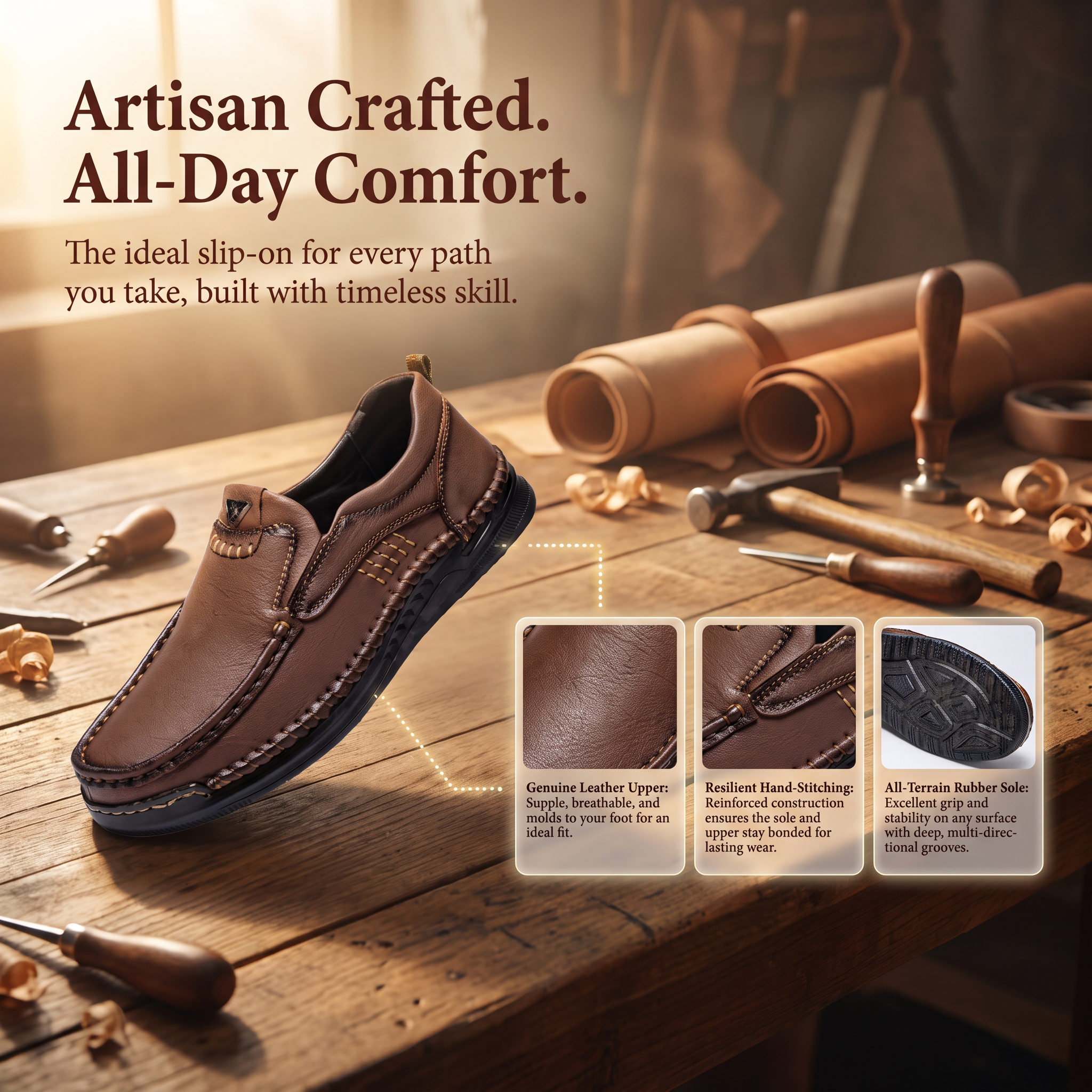 ⏰Last Day! 45% OFF 🔥TREKER®  Genuine Leather Rugged Slip-on
