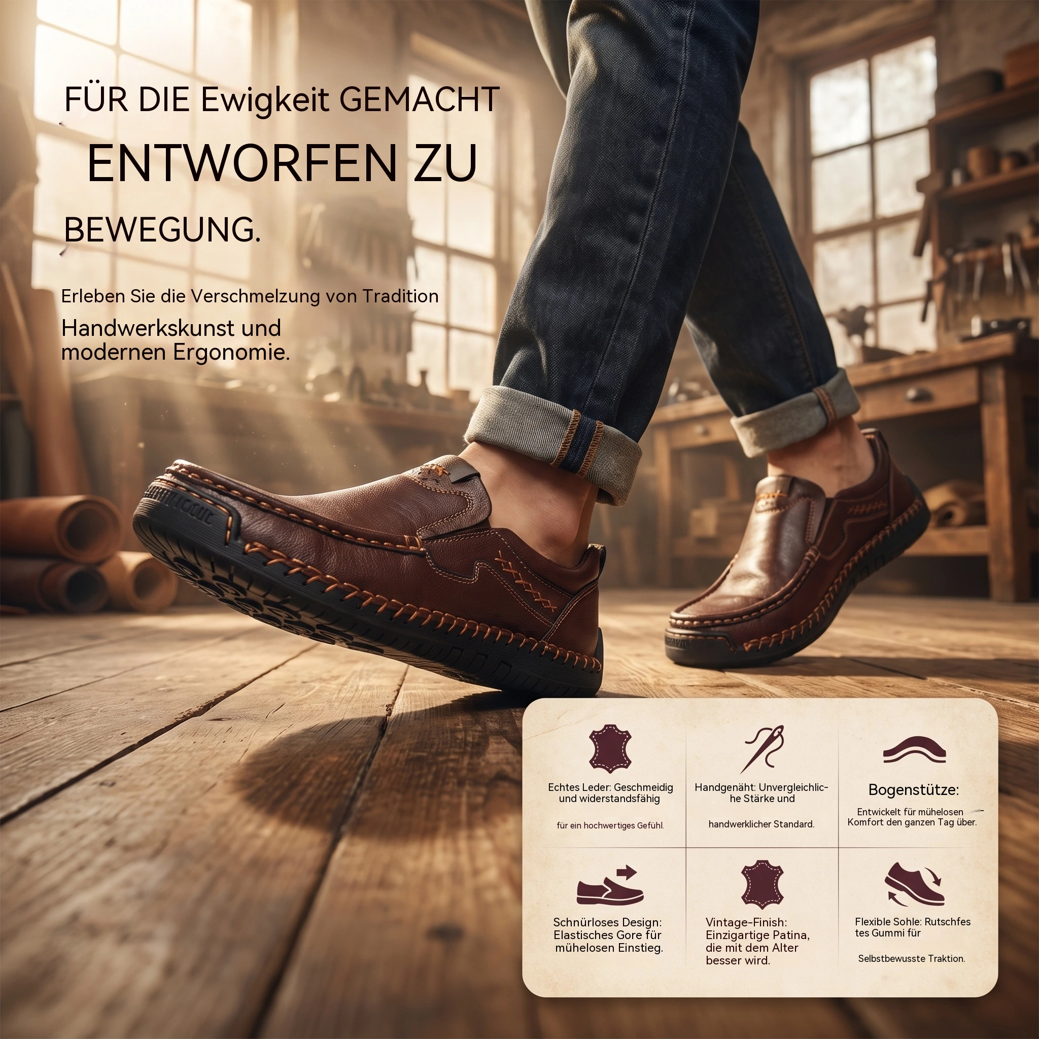   MANTRAFF® Hand Stitched Cowhide Slip-on