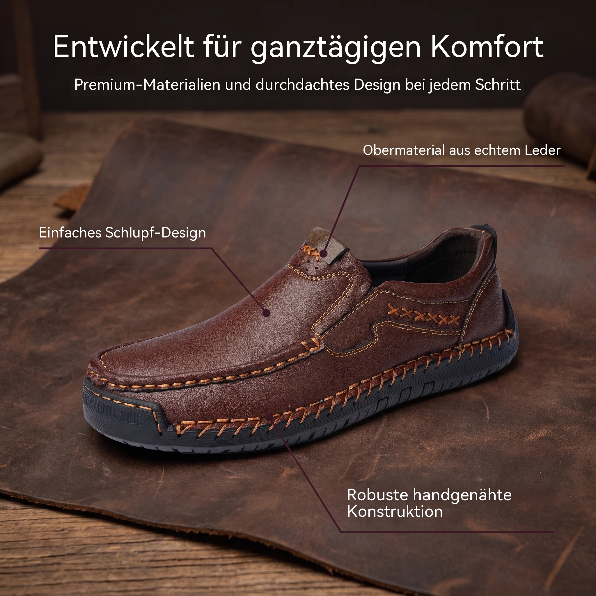   MANTRAFF® Hand Stitched Cowhide Slip-on