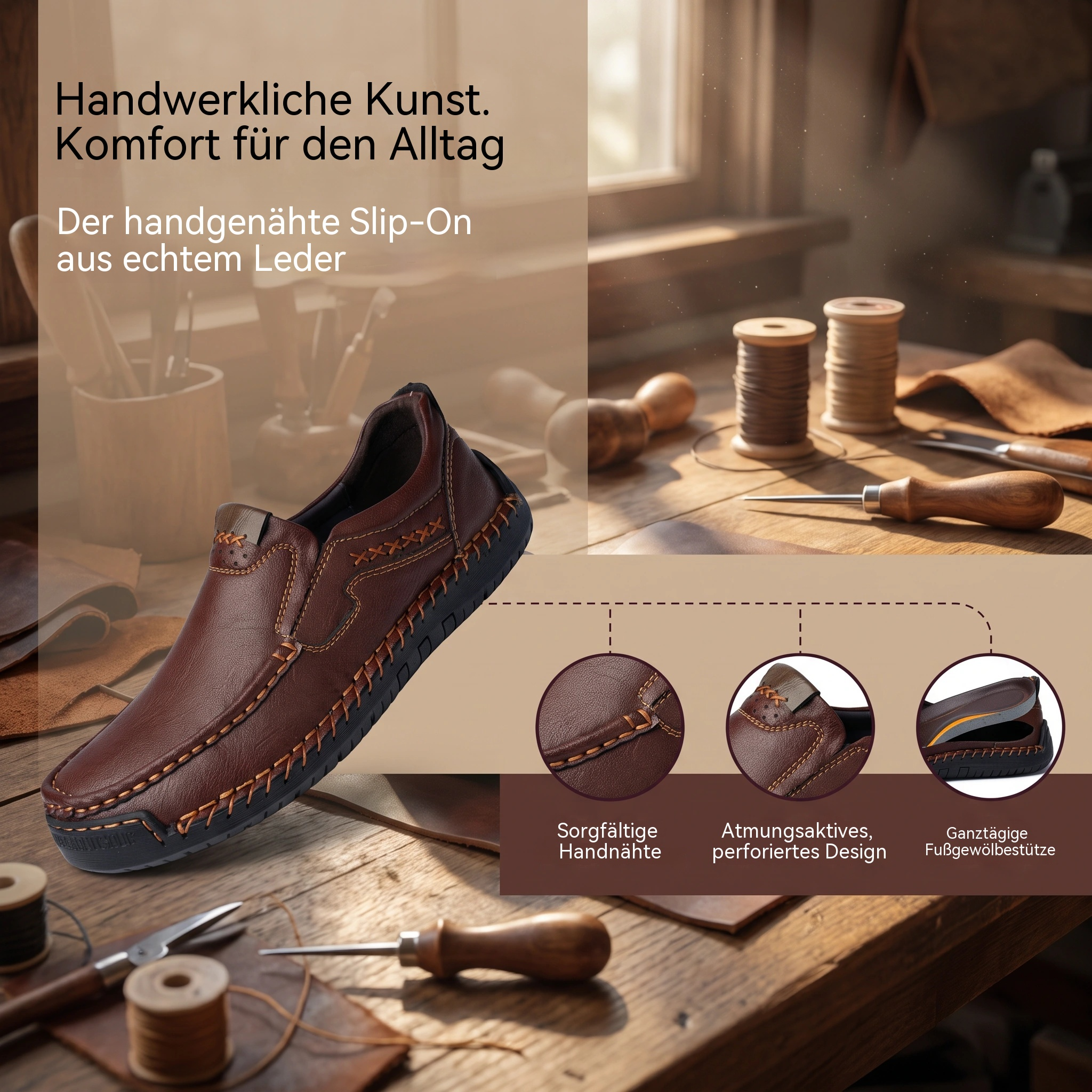   MANTRAFF® Hand Stitched Cowhide Slip-on