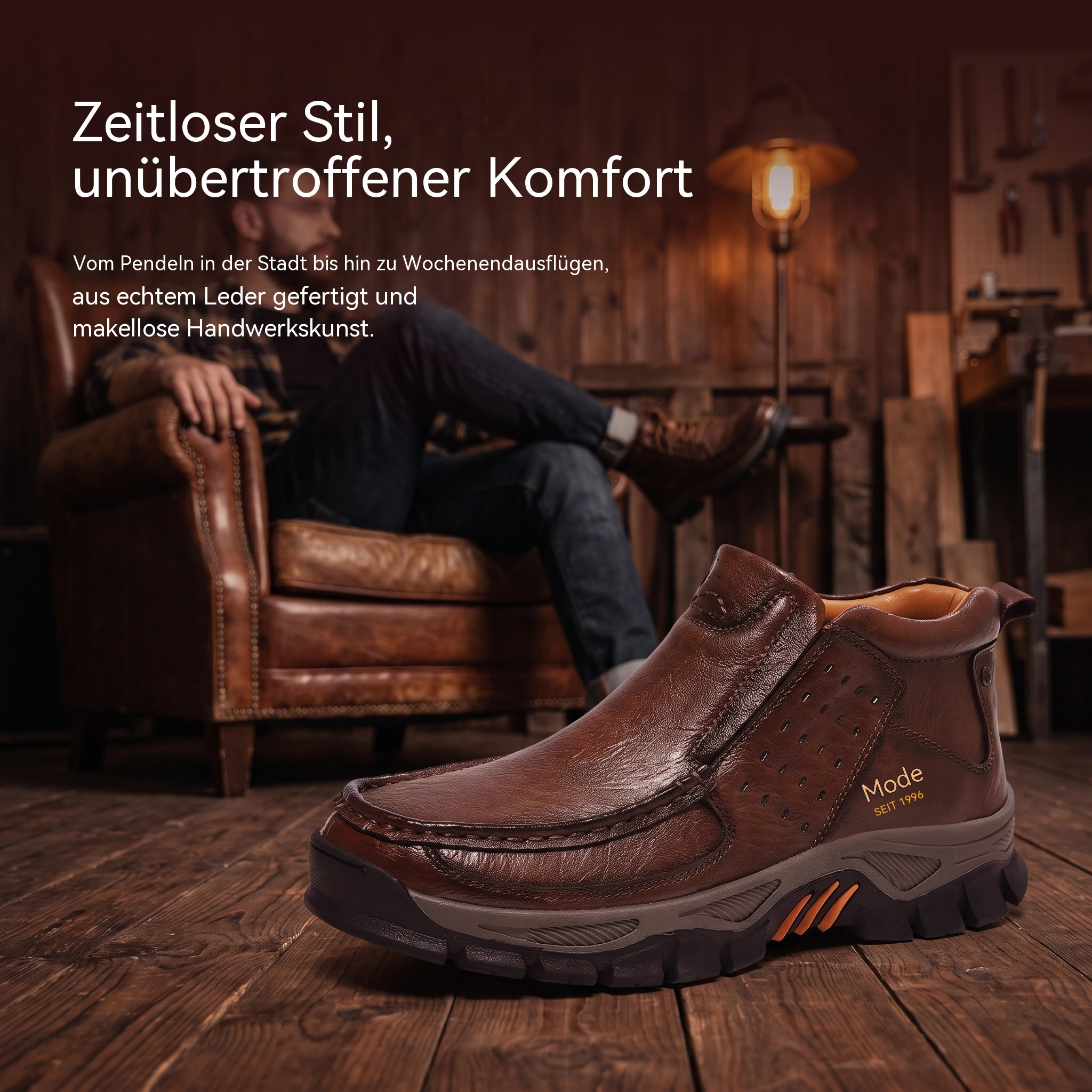 MANTRAFF®Vent High Top Cowhide Slip On Outdoor Shoe
