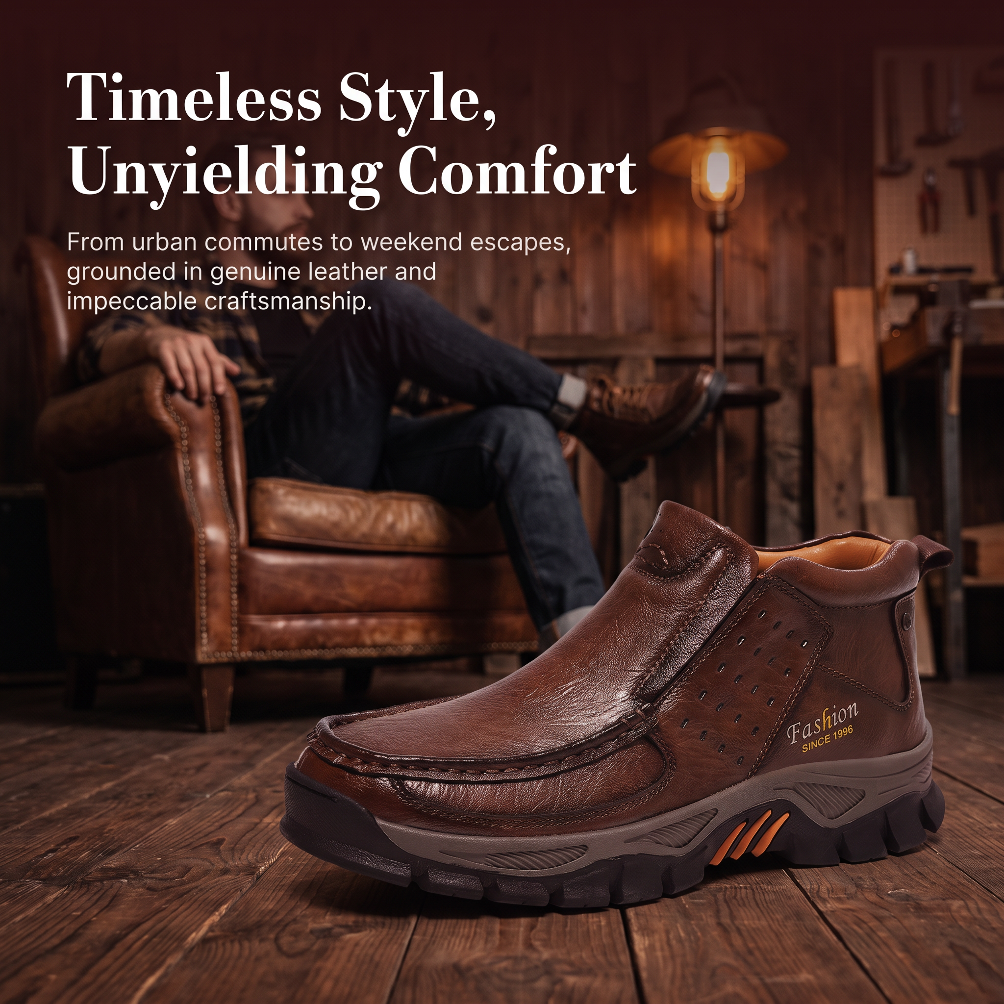 TREKER®Vent High Top Cowhide Slip On Outdoor Shoe