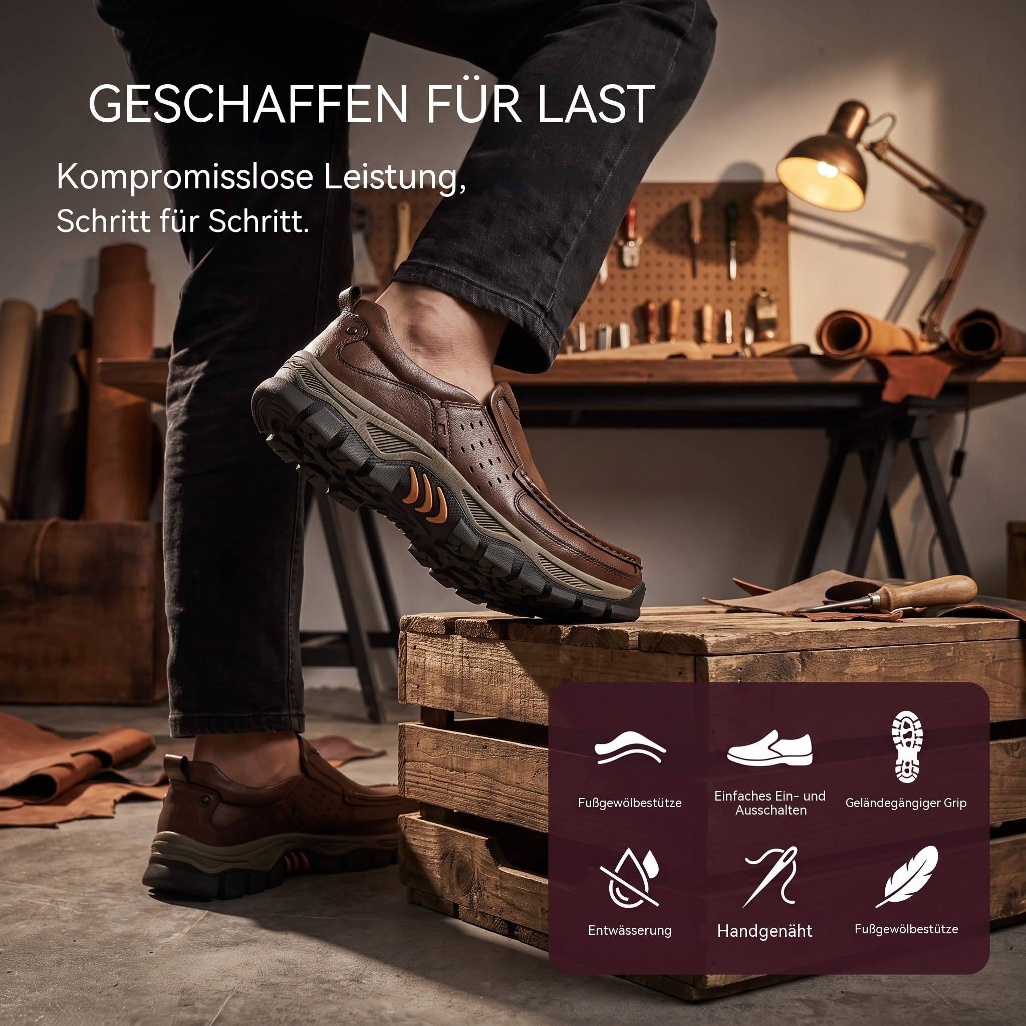   TREKER®Men's Handmade Genuine Leather Orthopedic Walking shoes