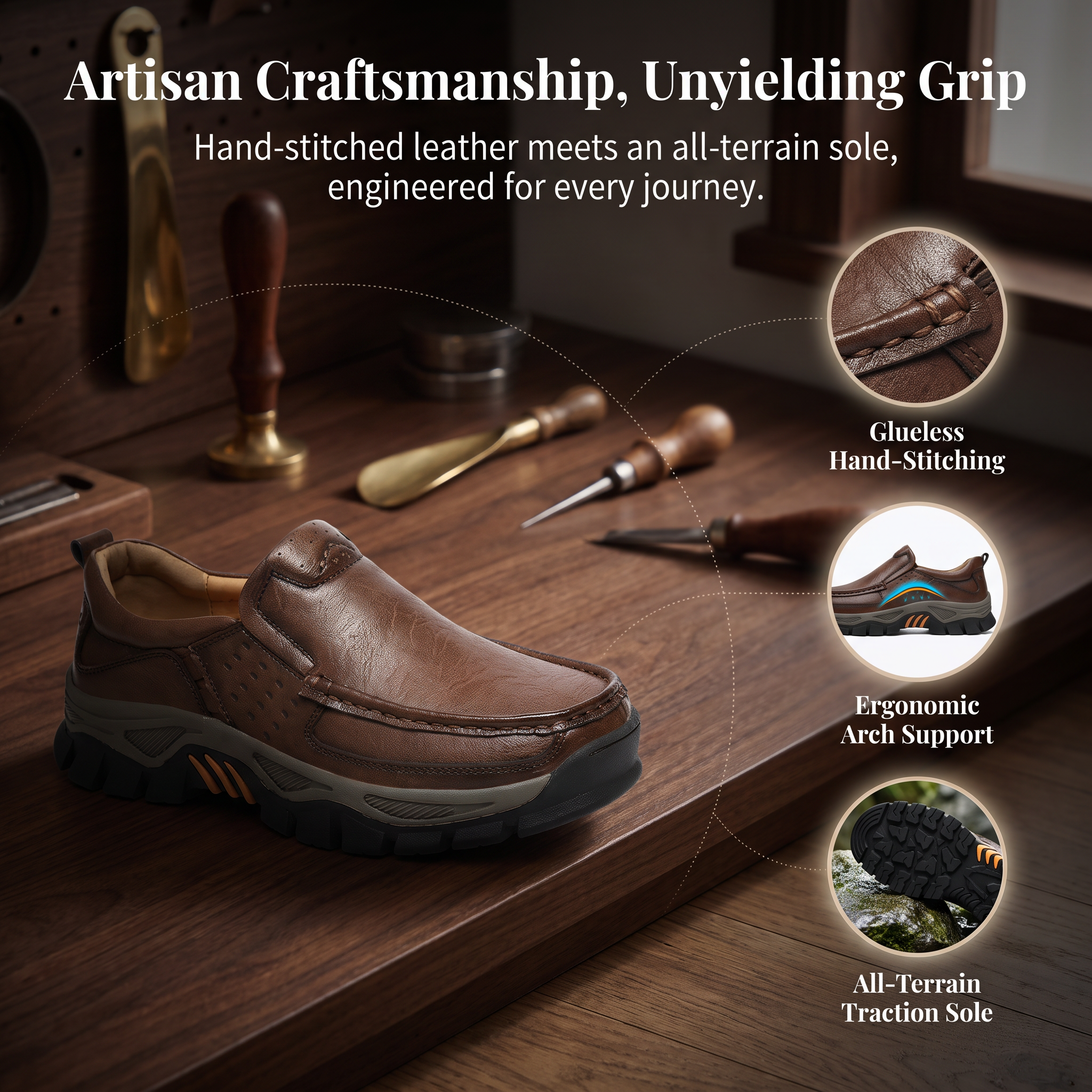 ⏰Last Day! 45% OFF 🔥TREKER®Men's Handmade Genuine Leather Orthopedic Walking shoes