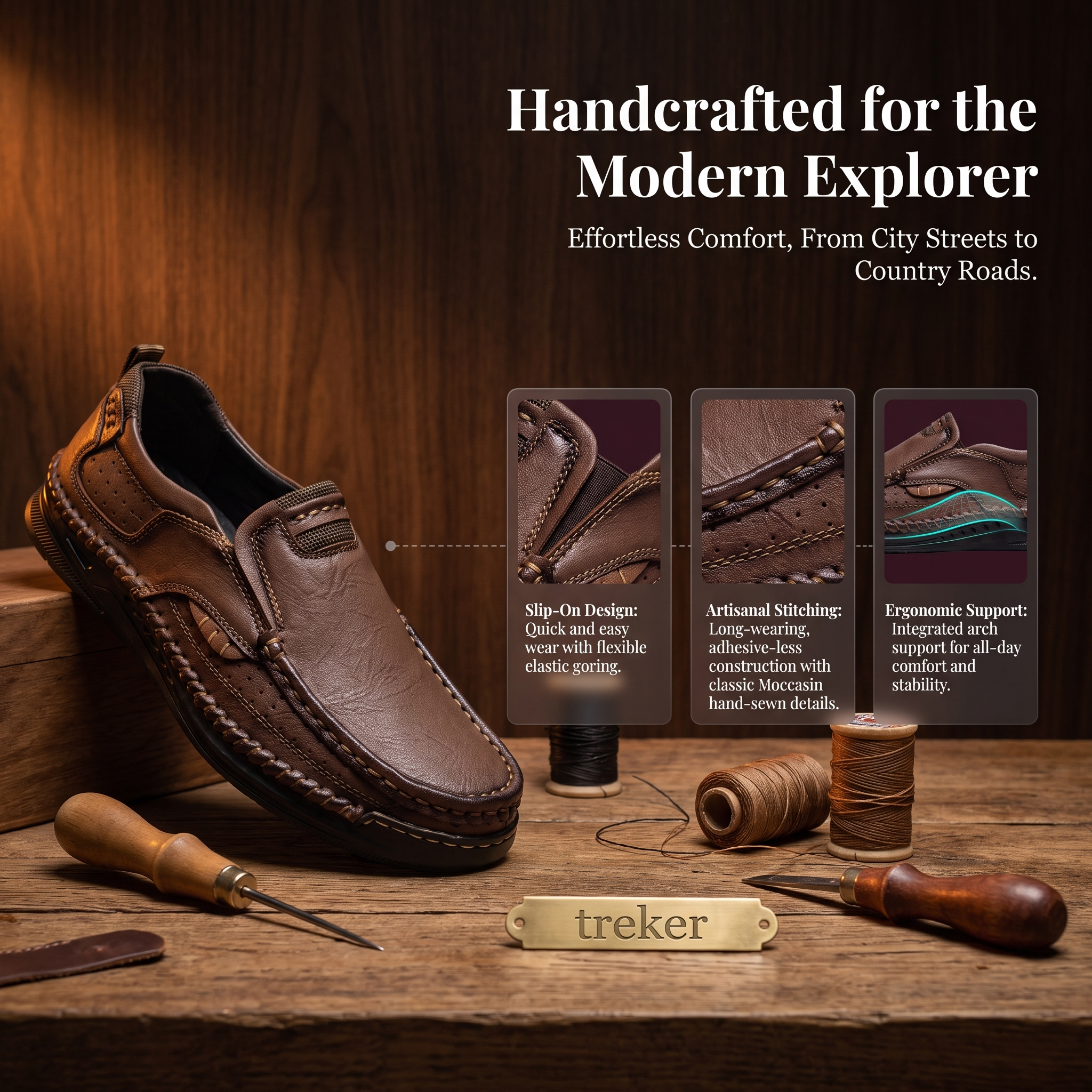 ⏰Last Day! 45% OFF 🔥TREKER®Braided Stitch Vent Cowhide Slip-on Shoes