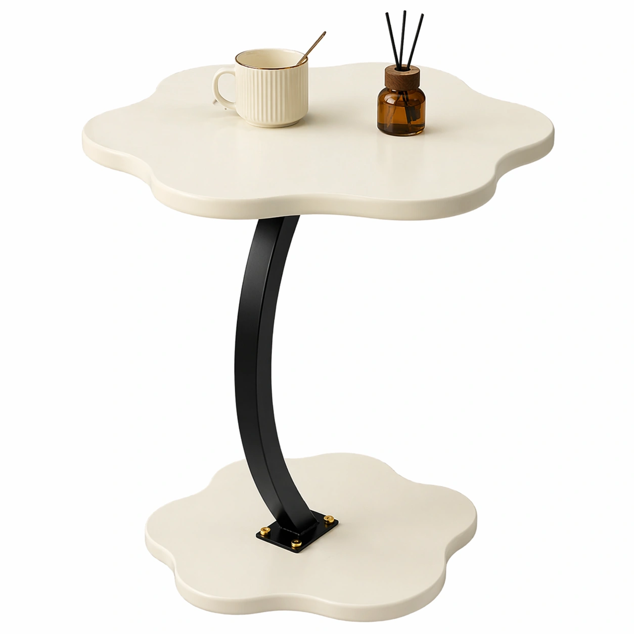 Moderner Beistelltisch Blumenform mit gebogener Metallbasis fuer Wohnzimmer Schlafzimmer-avlixa