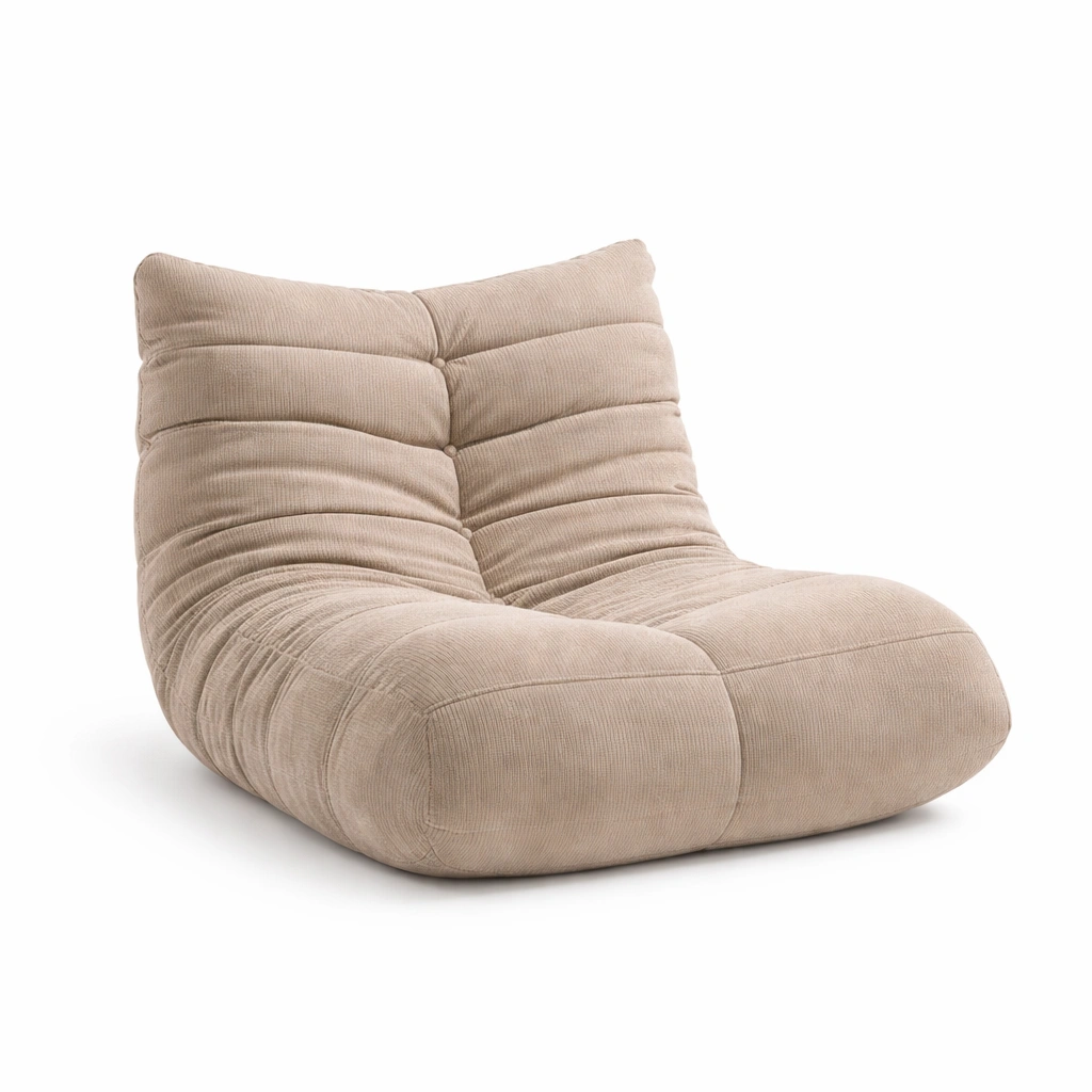 Moderner Bodensessel mit Memory Foam Polsterung Cord Stoff Beige Relax Sessel Lounge Sofa-avlixa