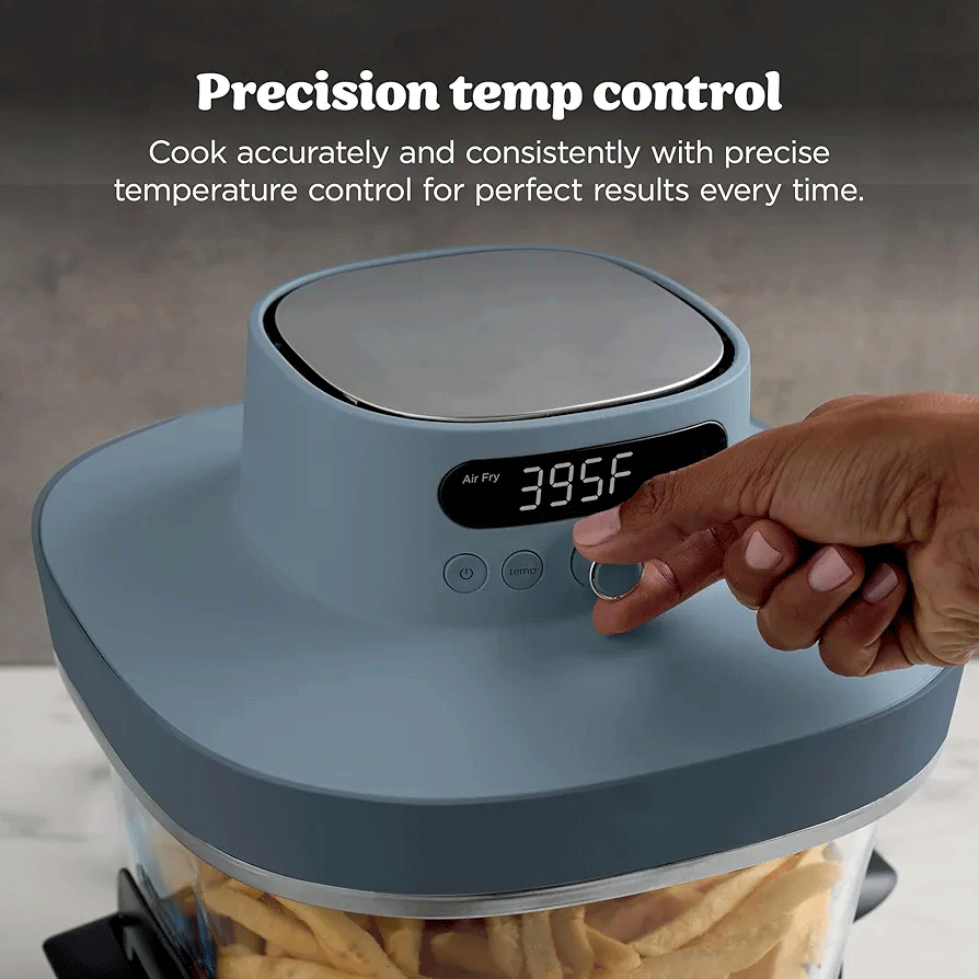 Crispi Pro 6-in-1 Glass Air Fryer | 450°F, Nontoxic, 6qt & 2.5qt Containers & Lids | Microwave, Freezer, Dishwasher Safe | Max Crisp, Air Fry, Bake, Roast, Recrisp, Dehydrate |Cyberspace AS101CY