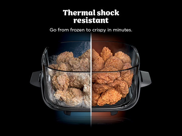 Crispi Pro 6-in-1 Glass Air Fryer | 450°F, Nontoxic, 6qt & 2.5qt Containers & Lids | Microwave, Freezer, Dishwasher Safe | Max Crisp, Air Fry, Bake, Roast, Recrisp, Dehydrate |Cyberspace AS101CY