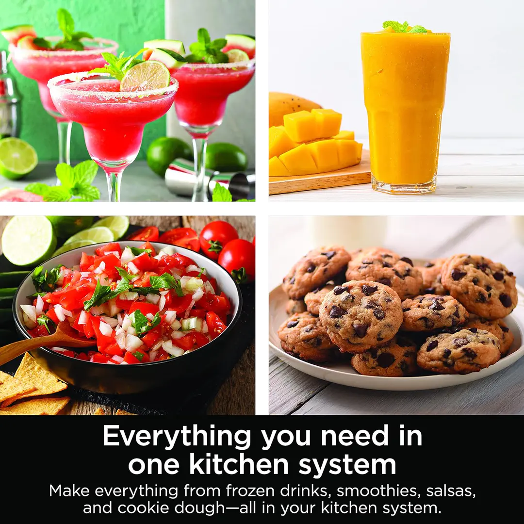 BL770 Mega Kitchen System, 1500W, 4 Functions for Smoothies, Processing, Dough, Drinks & More, with 72 Blender Pitcher, 64 Processor Bowl, (2) 16-oz. to-Go, Black, with 2 Nutri Cups + Lids