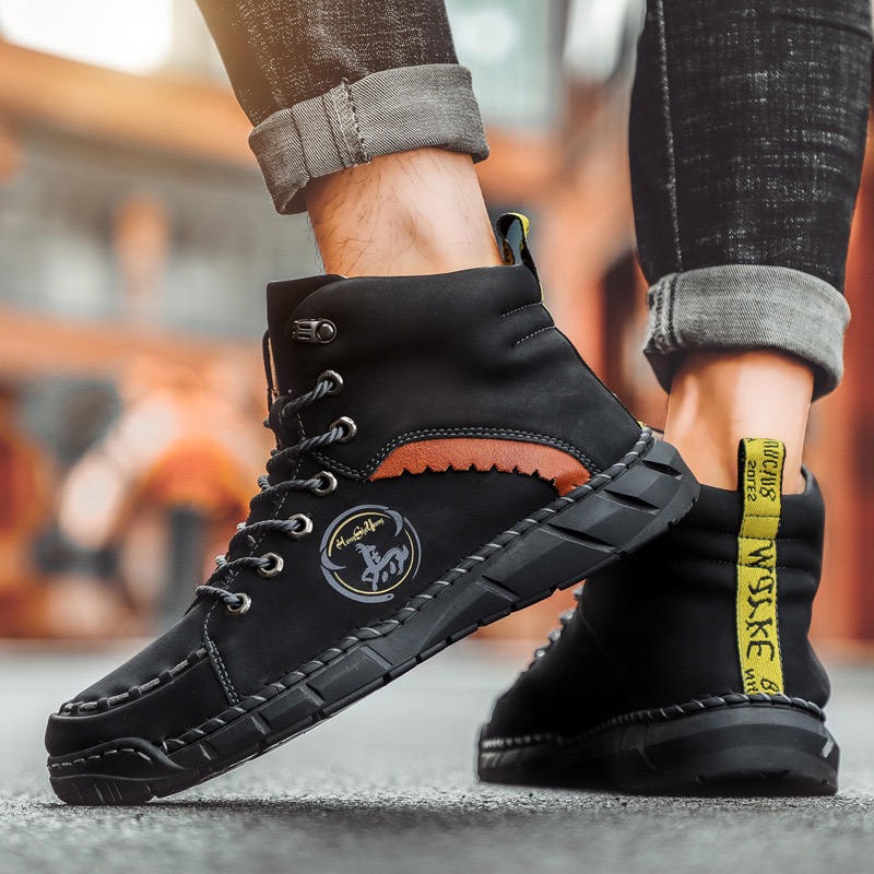 mens genuine leather orthopedic outdoor boots