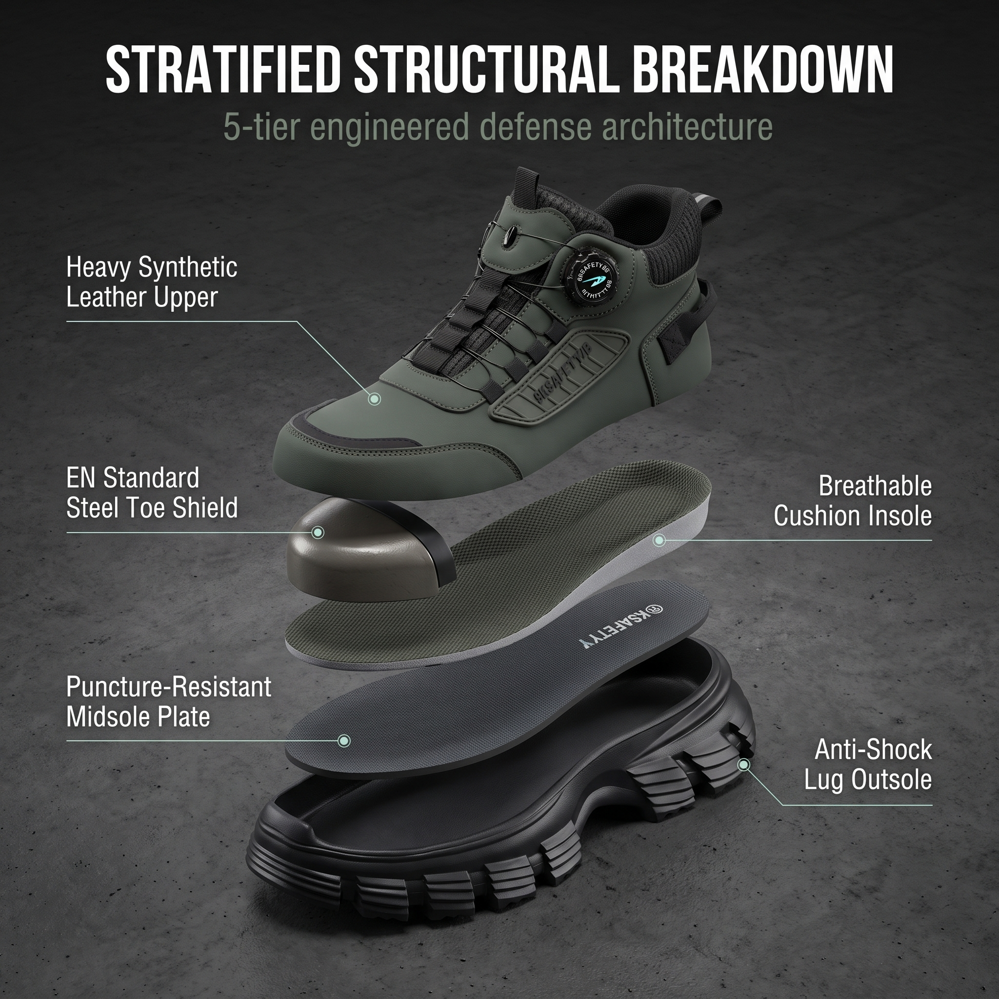 PEAKER Rotary Knob High-Top Safety Work Boots