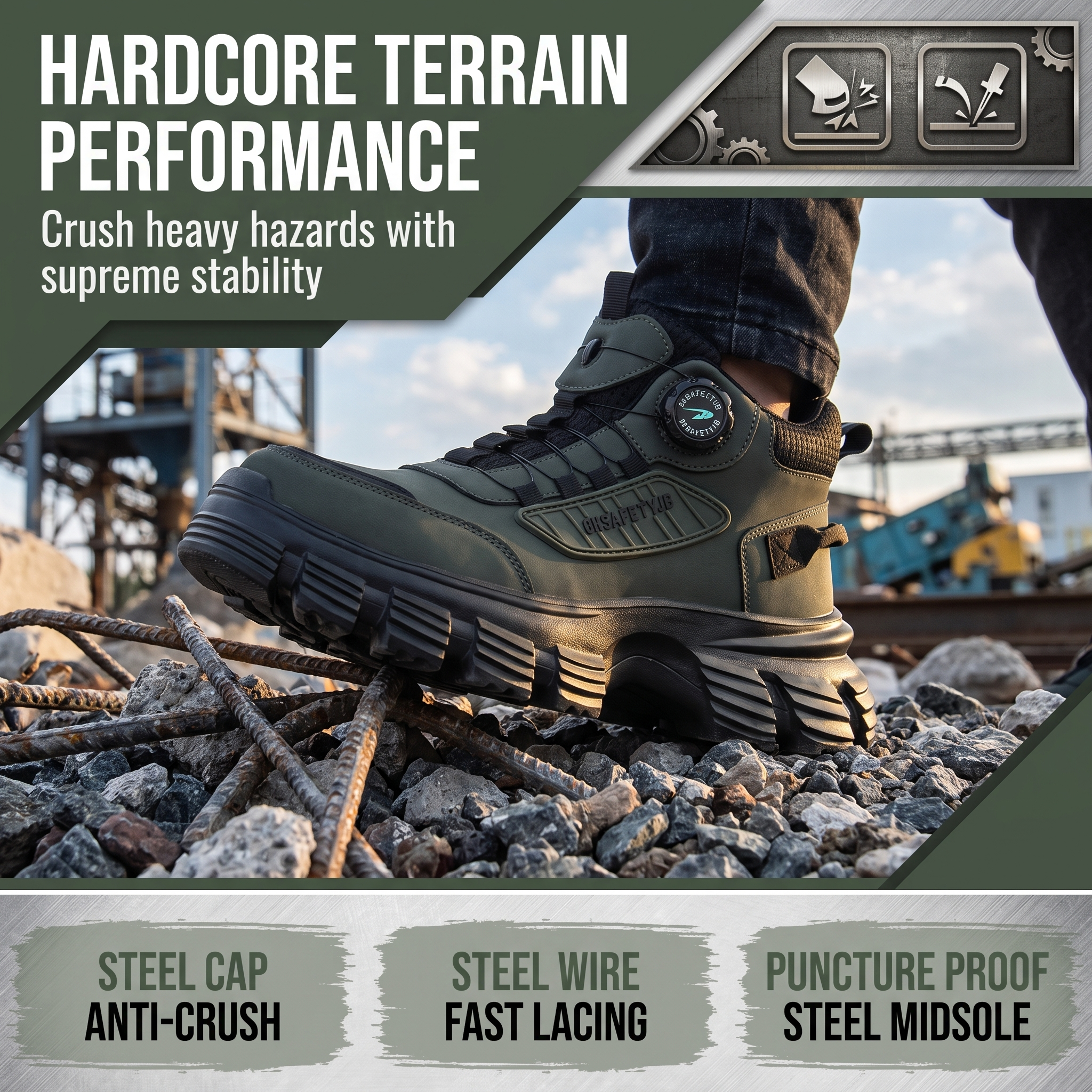 PEAKER Rotary Knob High-Top Safety Work Boots