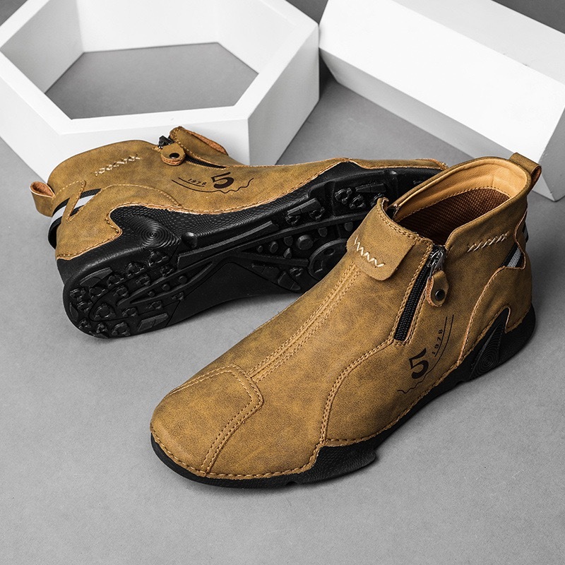 mens genuine leather orthopedic boots 