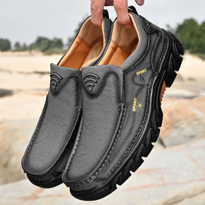 Mens Handcrafted Cowhide Orthopedic Outdoor Loafers 
