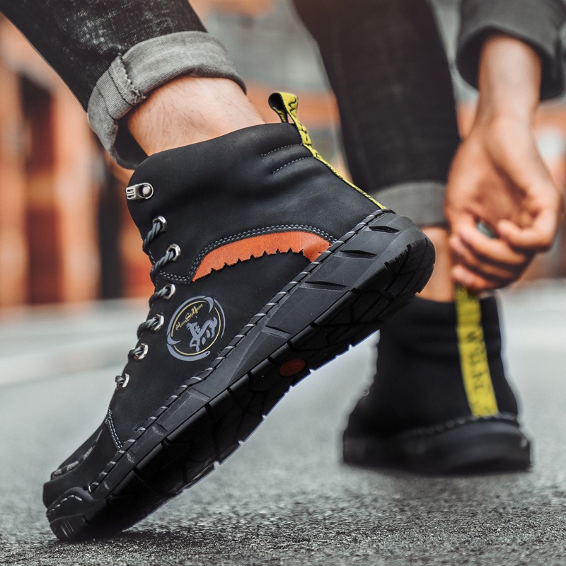 mens genuine leather orthopedic outdoor boots
