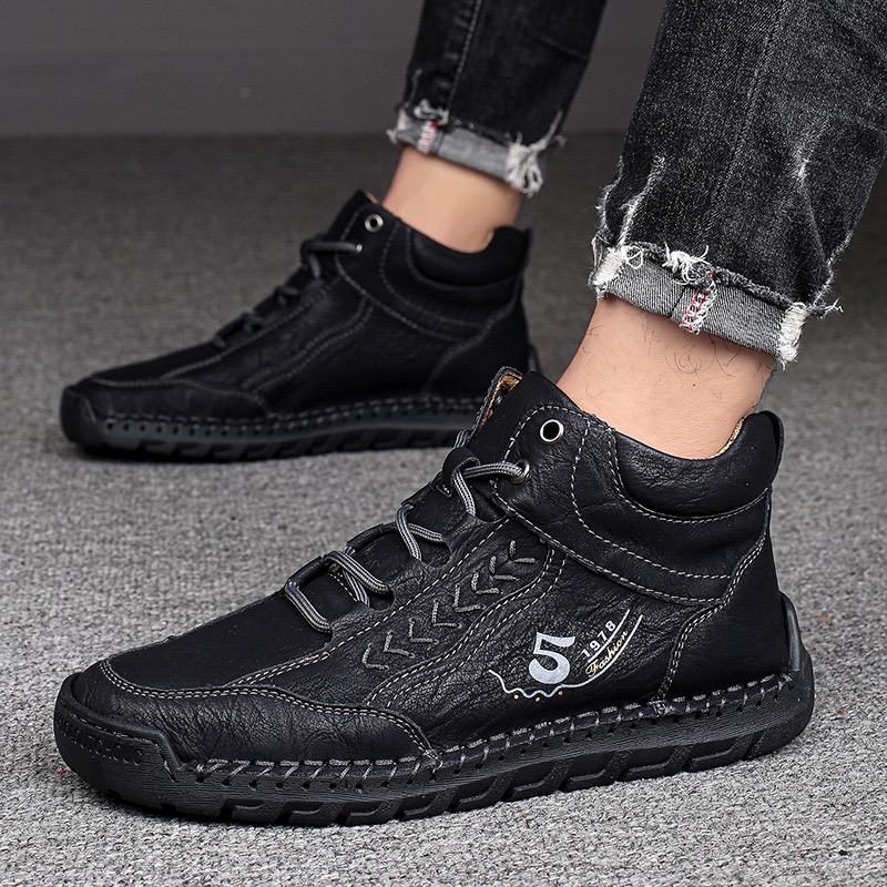 mens genuine leather orthopedic boots