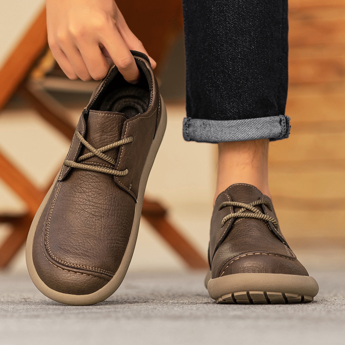 MANTRAFF mens cowhide orthopedic loafers 