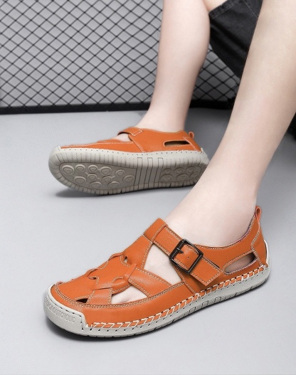 ⏰Last Day! 45% OFF  🔥PEAKER®Men's Handmade Genuine Leather Breathable Orthopedic Slip-on Sandals