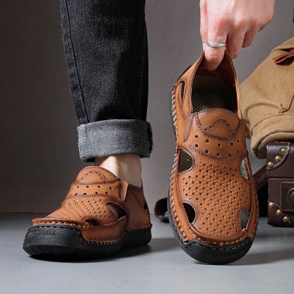 ⏰Last Day! 45% OFF  🔥PEAKER®Men's Handmade Genuine Leather Breathable Orthopedic Slip-on Sandals