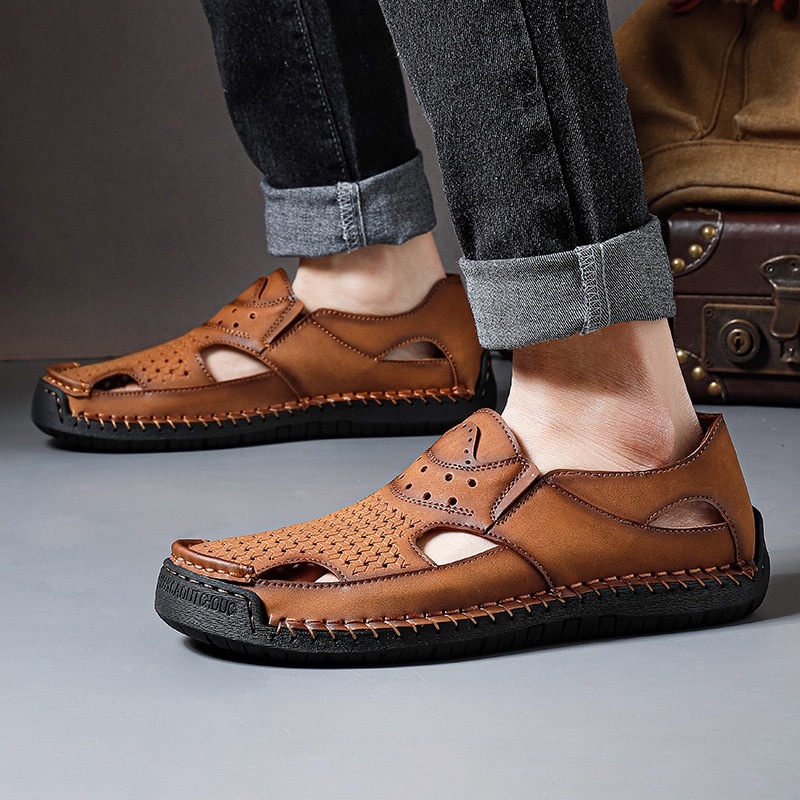 ⏰Last Day! 45% OFF  🔥PEAKER®Men's Handmade Genuine Leather Breathable Orthopedic Slip-on Sandals