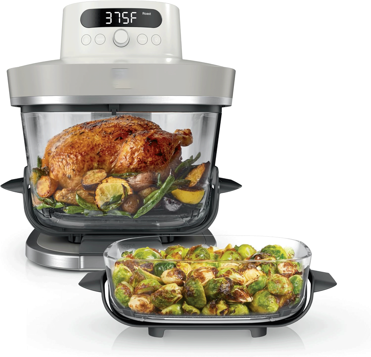 Crispi Pro 6-in-1 Glass Air Fryer | 450°F, Nontoxic, 6qt & 2.5qt Containers & Lids | Microwave, Freezer, Dishwasher Safe | Max Crisp, Air Fry, Bake, Roast, Recrisp, Dehydrate |Cyberspace AS101CY