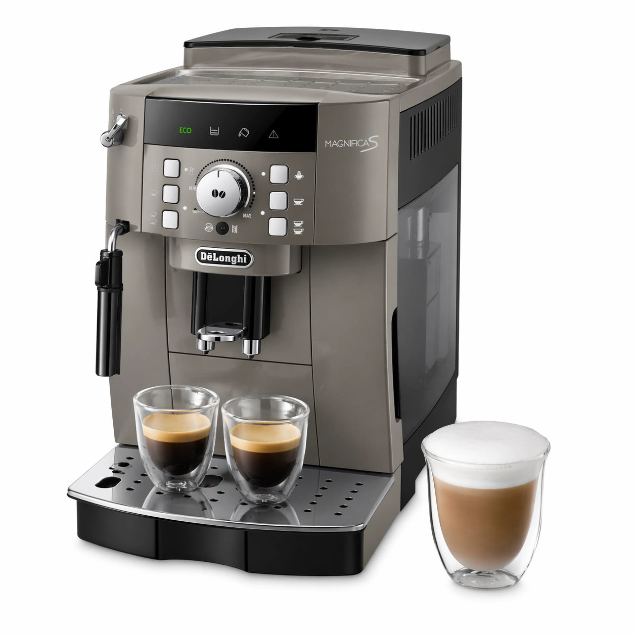 Vollautomatische Kaffeemaschine Espresso Cappuccino mit Milchaufschaeumer und Tastenbedienung Schwarz-avqora